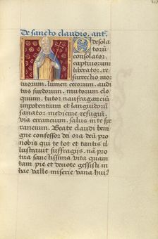 Saint Claudius; Poncher Hours, about 1500. Creator: Master of Jacques de Besancon