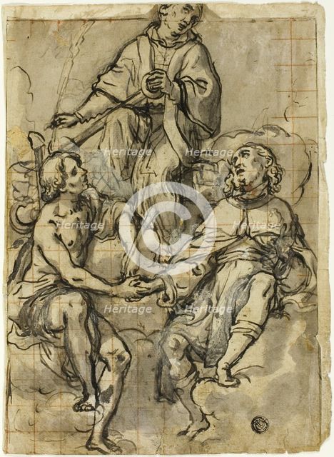 Saint Clement Flanked by Saints Sebastian and Roch, n.d. Creator: Andrea Lilio.