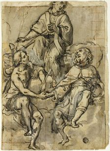 Saint Clement Flanked by Saints Sebastian and Roch, n.d. Creator: Andrea Lilio