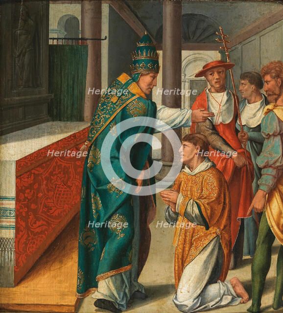 Saint Cyriacus refuses Idolatry (Cyriacus altar from St. Kunibert in Cologne), after 1532. Creator: Bruyn, Bartholomaeus (Barthel), the Elder (1493-1555).