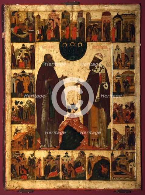 Saint Cyril of White Lake and Saint Cyril of Alexandria, Second half of the16th cen.. Artist: Russian icon  