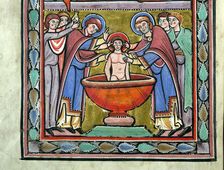 Saint Amand baptizing Sigebert III. From Vita sancti Amandi, c1165. Creator: Anonymous ()