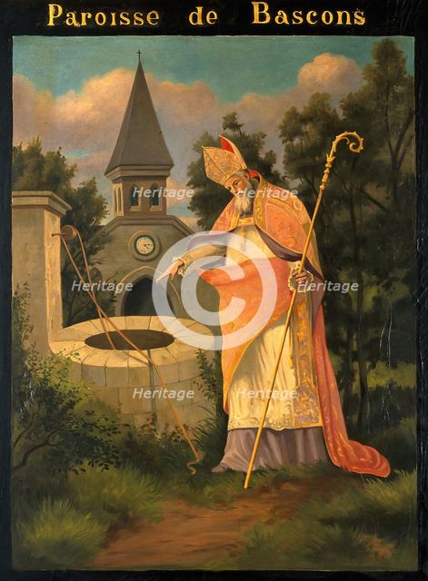 Saint Amand blessing the healing well of Bascons. Creator: Unknown.