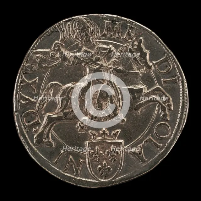 Saint Ambrose on Horseback, Wielding a Scourge [reverse], 16th century. Creator: Unknown.