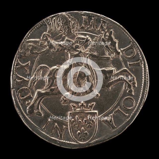 Saint Ambrose on Horseback, Wielding a Scourge [reverse], 16th century. Creator: Unknown.
