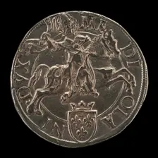 Saint Ambrose on Horseback, Wielding a Scourge [reverse], 16th century. Creator: Unknown