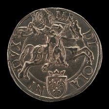 Saint Ambrose on Horseback, Wielding a Scourge [reverse], 16th century. Creator: Unknown