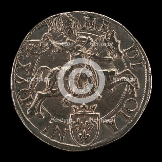 Saint Ambrose on Horseback, Wielding a Scourge [reverse], 16th century. Creator: Unknown.