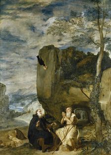 Saint Anthony Abbot and St. Paul, the first hermit, c1634. Creator: Diego Velasquez