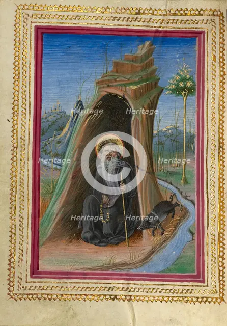 Saint Anthony Abbot; Gualenghi-d'Este Hours, about 1469. Creator: Taddeo Crivelli.