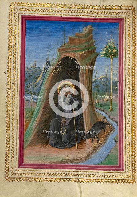 Saint Anthony Abbot; Gualenghi-d'Este Hours, about 1469. Creator: Taddeo Crivelli.