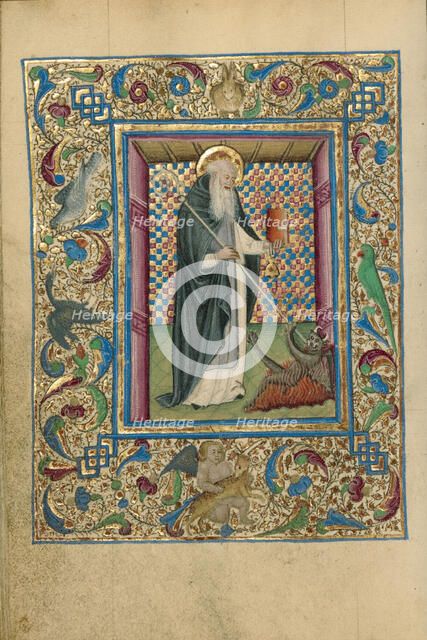 Saint Anthony Constraining a Devil; Book of Hours, about 1460. Creator: Unknown.