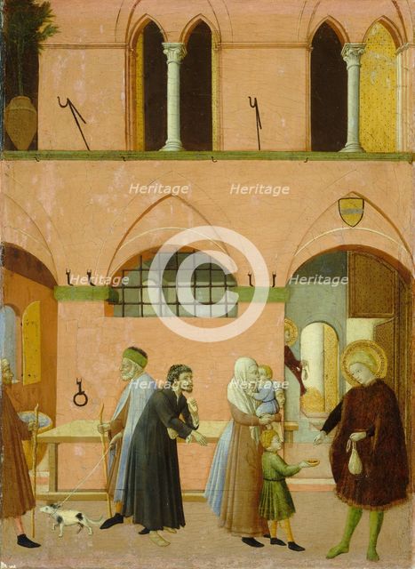 Saint Anthony Distributing His Wealth to the Poor, c. 1430/1435. Creators: Sano di Pietro, Master of the Osservanza Triptych.