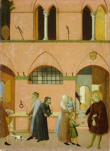 Saint Anthony Distributing His Wealth to the Poor, c. 1430/1435. Creators: Sano di Pietro, Master of the Osservanza Triptych