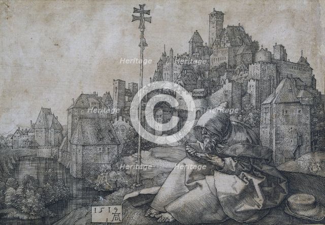 Saint Anthony in front of the town, 1519. Artist: Dürer, Albrecht (1471-1528)