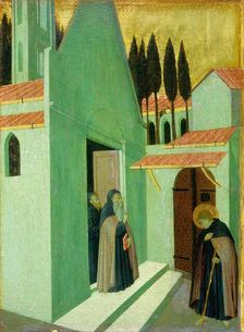 Saint Anthony Leaving His Monastery, c. 1430/1435. Creators: Sano di Pietro, Master of the Osservanza Triptych