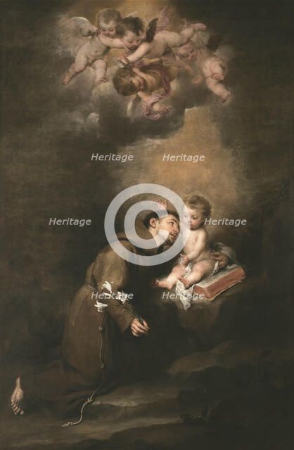 Saint Anthony of Padua with the Infant Jesus, 1668-1669. Creator: Murillo, Bartolomé Estebàn (1617-1682).