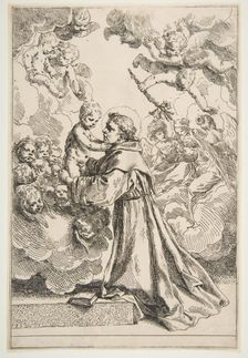 Saint Anthony of Padua adoring the Christ Child in Glory, ca. 1640. Creator: Simone Cantarini