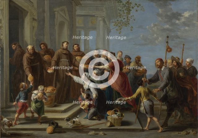 Saint Anthony of Padua distributing Bread, ca 1662. Artist: Herp, Willem van, the Elder (c. 1614-1677)