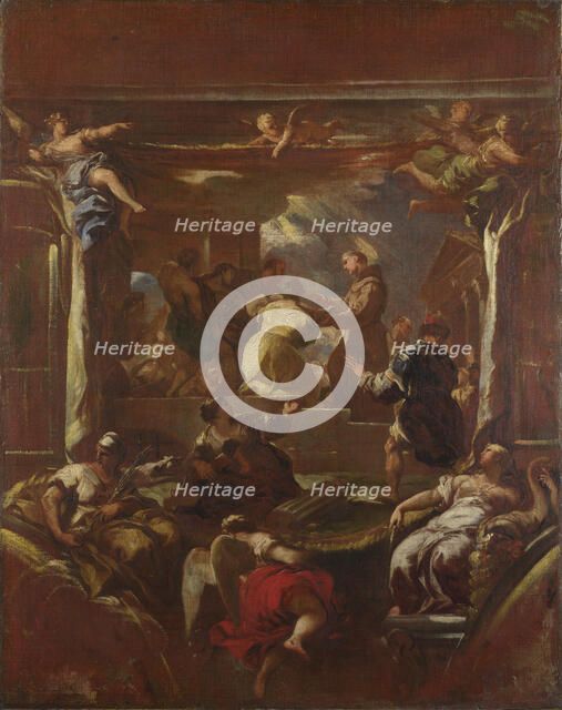 Saint Anthony of Padua restores the Foot of a Man, before 1700. Creator: Giordano, Luca (1632-1705).