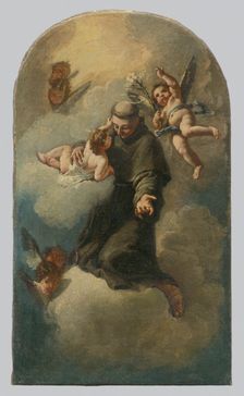 Saint Anthony on a Cloud Surrounded by Angels, 1770-1800. Creator: Unknown
