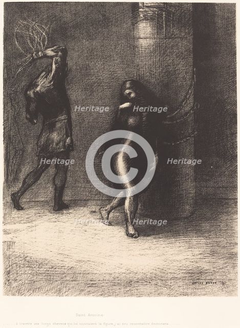 Saint-Antoine...A travers ses longs cheveux qui lui couvraient la figure, j'ai cru reconnaitre..., 1 Creator: Odilon Redon.