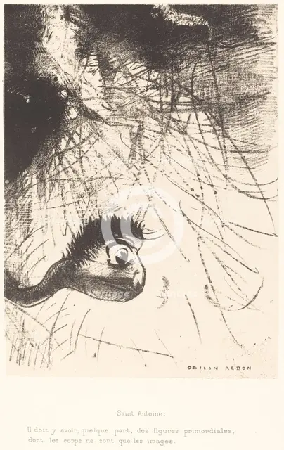 Saint-Antoine: Il doit y avoir quelque part des figures primordiales dont les corps ne sont..., 1889 Creator: Odilon Redon.