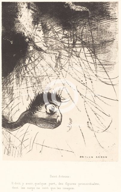 Saint-Antoine: Il doit y avoir quelque part des figures primordiales dont les corps ne sont..., 1889 Creator: Odilon Redon.