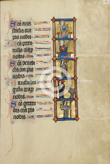 Saint Anastasia Enthroned: Saint Petronilla: Abbess Benedicta with a Crosier..., about 1300. Creator: Unknown.