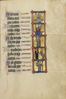 Saint Anastasia Enthroned: Saint Petronilla: Abbess Benedicta with a Crosier..., about 1300. Creator: Unknown
