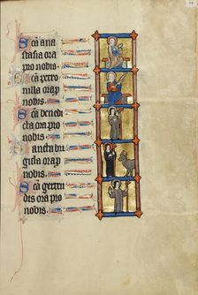 Saint Anastasia Enthroned: Saint Petronilla: Abbess Benedicta with a Crosier..., about 1300. Creator: Unknown