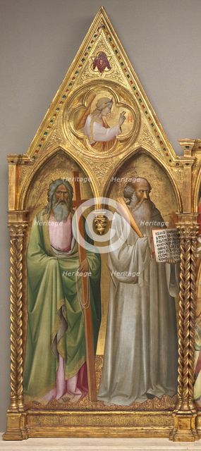 Saint Andrew and Saint Benedict with the Archangel Gabriel [left panel], shortly before 1387. Creator: Agnolo Gaddi.