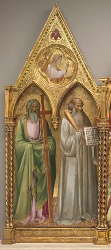 Saint Andrew and Saint Benedict with the Archangel Gabriel [left panel], shortly before 1387. Creator: Agnolo Gaddi