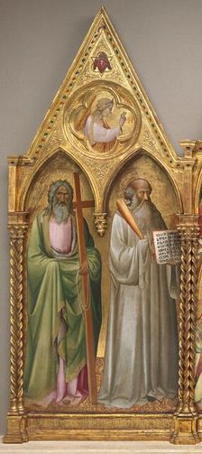 Saint Andrew and Saint Benedict with the Archangel Gabriel [left panel], shortly before 1387. Creator: Agnolo Gaddi
