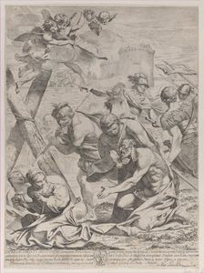 Saint Andrew praying before a crucifix, 1640-70. Creator: Francesco Giovani