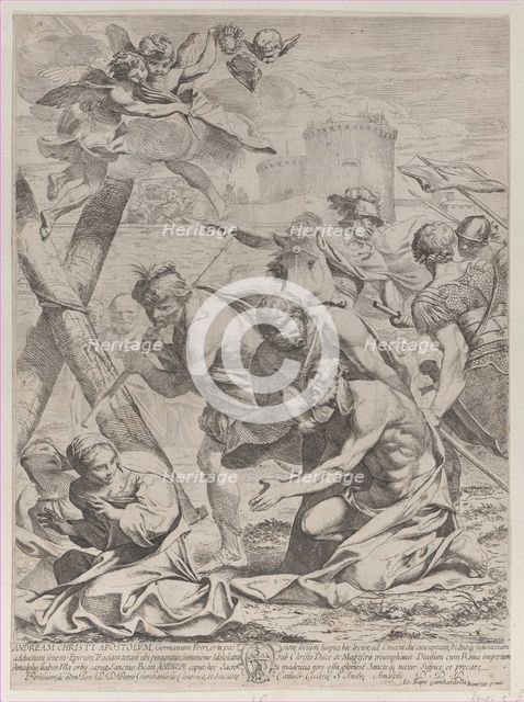 Saint Andrew praying before a crucifix, 1640-70. Creator: Francesco Giovani.