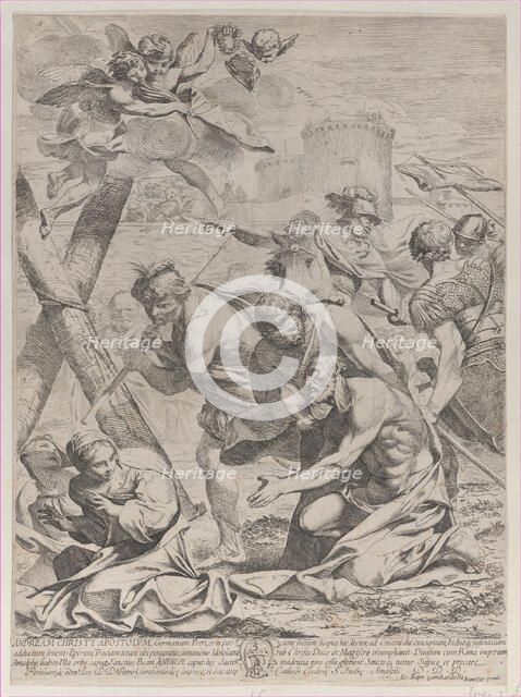Saint Andrew praying before a crucifix, 1640-70. Creator: Francesco Giovani.