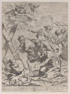 Saint Andrew praying before a crucifix, 1640-70. Creator: Francesco Giovani