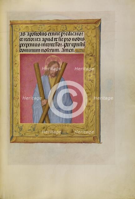 Saint Andrew; Spinola Hours, about 1510-1520. Creator: Workshop of Master of the First Prayer Book of Maximilian.
