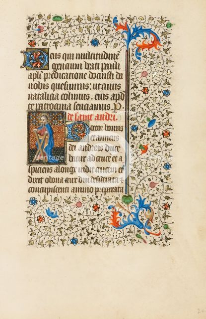 Saint Andrew with a Cross; Book of Hours, about 1440-1450. Creator: Workshop of the Bedford Master.