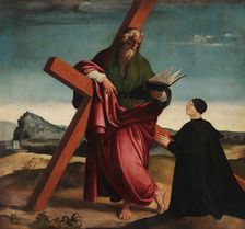 Saint Andrew with the Donor Iacopo Lauro in Prayer, 1529. Creator: Sabatini, Andrea (1480-1545)