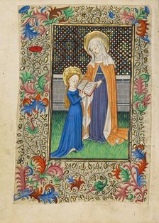 Saint Anne Teaching the Virgin to Read; Book of Hours, about 1430-1440. Creator: Fastolf Master