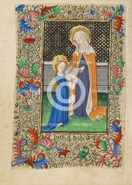 Saint Anne Teaching the Virgin to Read; Book of Hours, about 1430-1440. Creator: Fastolf Master.
