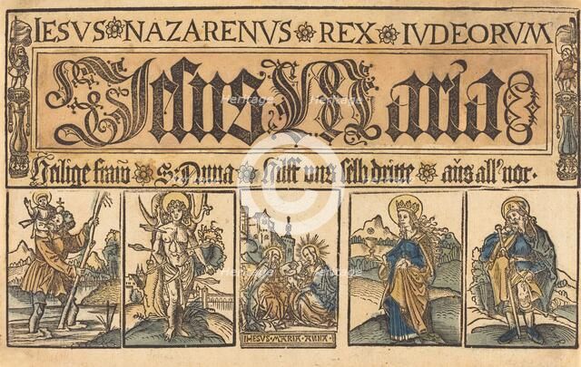 Saint Anne, The Madonna and Child and Saints Christopher, Sebastian, Clara..., c. 1500/1525. Creator: Unknown.