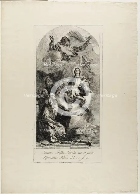 Saint Anne and Saint Joachim Offering the Virgin Mary as a Child to the Eternal Father, c.1770. Creator: Lorenzo Tiepolo.