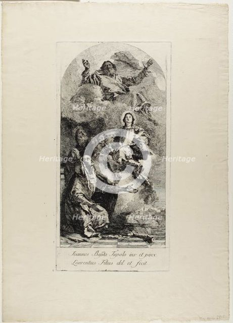 Saint Anne and Saint Joachim Offering the Virgin Mary as a Child to the Eternal Father, c.1770. Creator: Lorenzo Tiepolo.