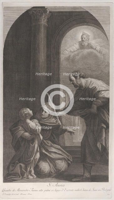 Saint Anne kneeling holding the Virgin..., 1760-1800. Creator: Giuliano Traballesi.