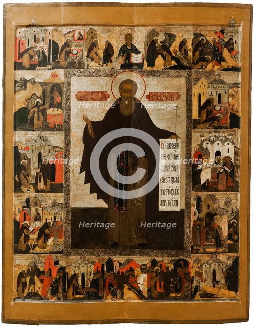 Saint Abraham of Rostov with scenes from his life, Mid of 17th cen.