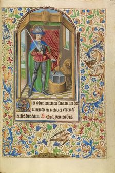 Saint Adrian Armed with a Sword and an Anvil; Book of Hours, about 1466-1470. Creator: Master of Jacques of Luxembourg