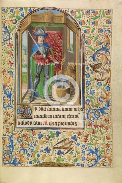 Saint Adrian Armed with a Sword and an Anvil; Book of Hours, about 1466-1470. Creator: Master of Jacques of Luxembourg.